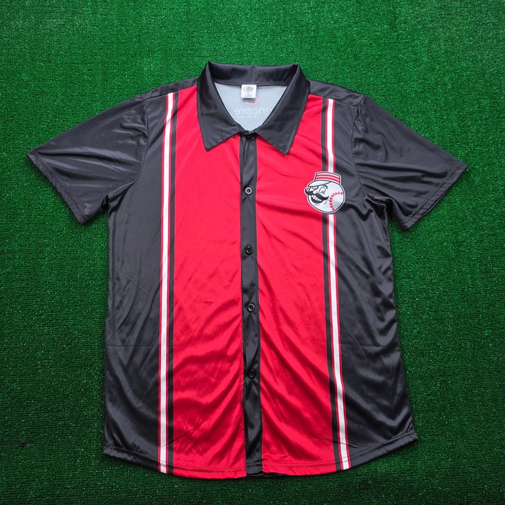 Cincinnati Reds Mr Redlegs Button Up Bowling Camp Shirt Mens XL Baseball